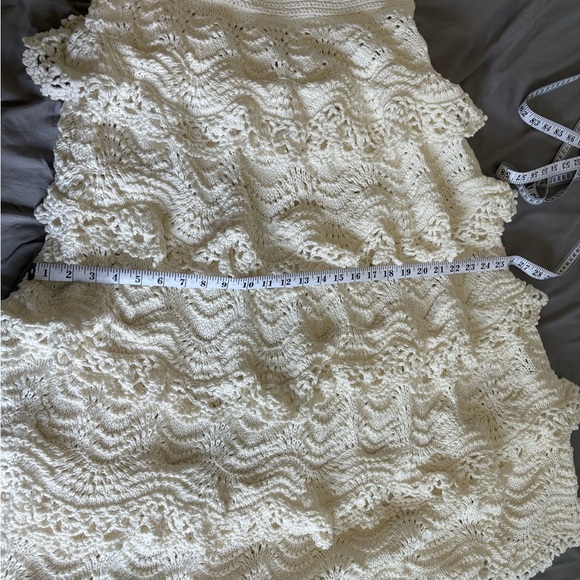 Oscar De La Renta Crochet Boho White Skirt Size XL - Picture 4 of 5